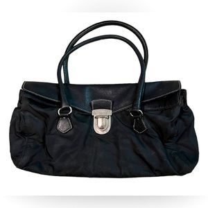Prada Black Tessuto Leather and Nylon Easy Shoulder Bag